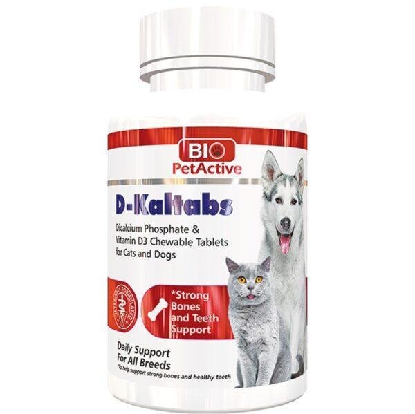 BIO PETACTIVE D-Kaltabs (Dicalcium Phosphate & Vitamin D3 Chewable Tablets for Cats and Dogs)
