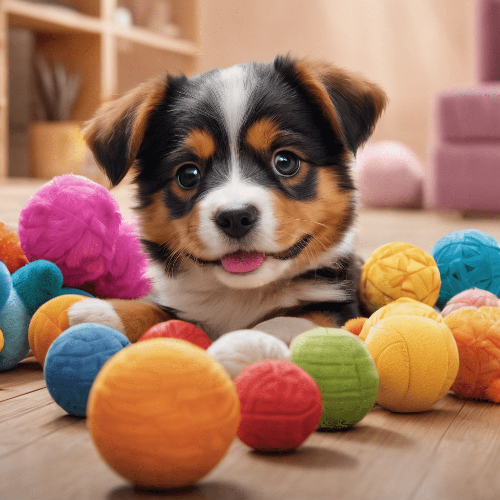 Colorful image showcasing cat and dog toys like squeaky plush, chew bones, balls, and food bowls. Discover exciting playtime options for your pets!